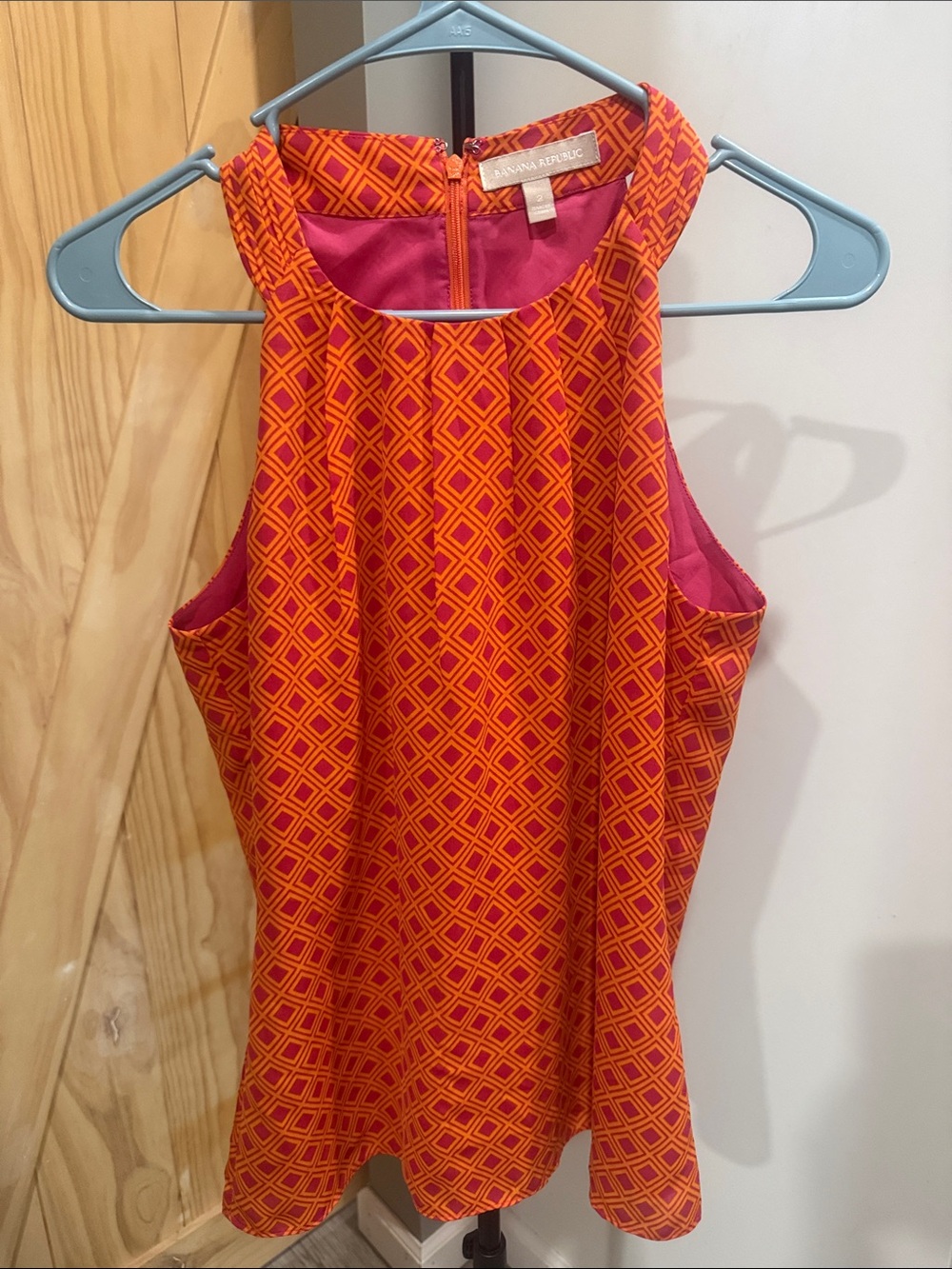 Banana Republic Pink & Orange Geometric Halter Camisole